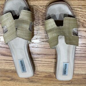 Steve Madden Tan Slide Sandals H-Strap Design